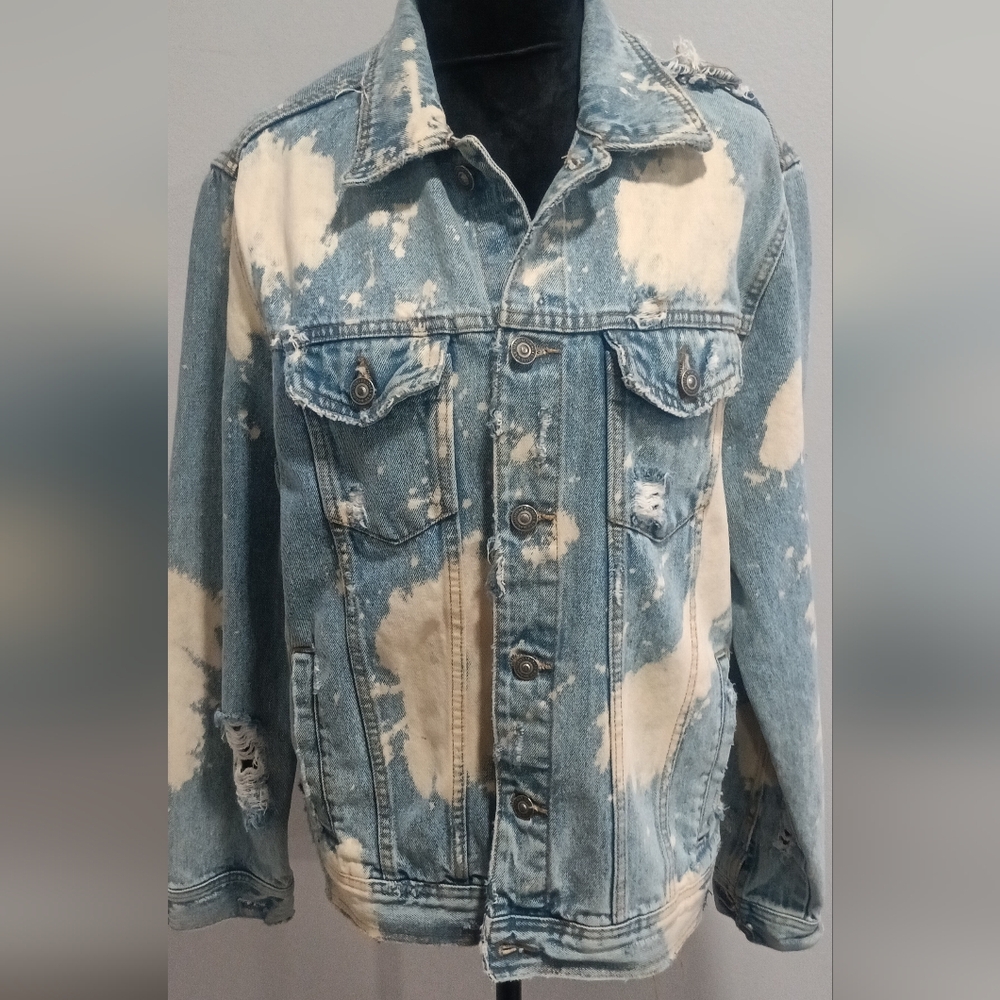Zara 1975 Denim Distressed Jacket